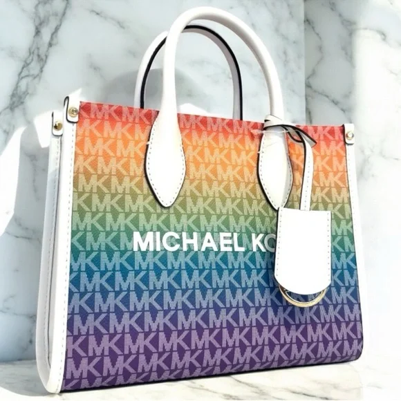 Michael Kors Mirella Small Rainbow Signature Logo Crossbody Bag Rainbow